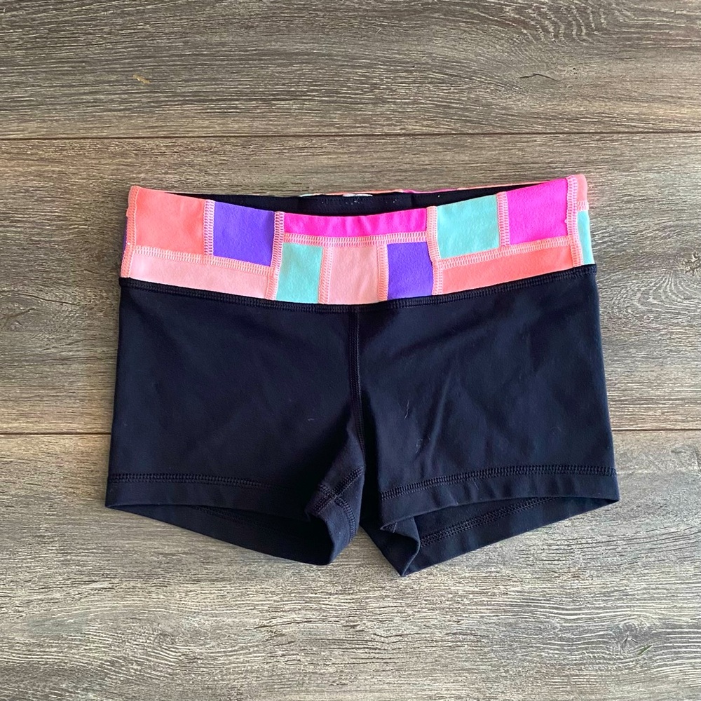 Ivivva Black Shorts with Pink, Purple & Mint Waistband
